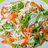 新玉ねぎと鶏むね肉水菜のサラダ♡柚子胡椒ドレ